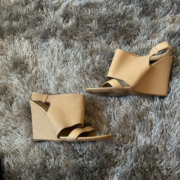 Vince Shoes - Vince Tan Leather Wedge Sandal